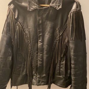 VINTAGE Women’s Med-Large Fringe Leather Motorcycle Jacket